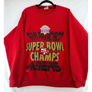 Vintage Nutmeg Mills San Francisco 49ers Super Bowl XXIX Champs Sweatshirt Red L